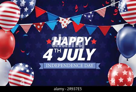 Zusammensetzung von Ballons mit Abdrücken der US-Flagge Stock Vektor