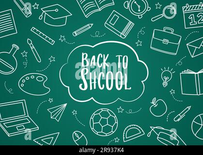 Back to School Icon Set Doodle Stil. Bildung Handgezeichnete Objekte und Symbole mit dünnen Linien. Stock Vektor