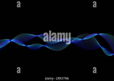 Abstrakter Vektorhintergrund. Mehrfarbige dynamische Linien auf schwarzem Hintergrund. Farbkurven. Hintergrund für die Konstruktion Stock Vektor