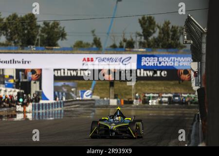 04 FRIJNS Robin (nld), Team ABT – CUPRA, Spark-Mahindra, Mahindra M9-Electro, Action während des 2023 Southwire Portland ePrix, 9. Tagung der ABB FIA Formel E Weltmeisterschaft 2022-23, auf der Portland International Raceway vom 22. Bis 24. Juni 2023 in Portland, Vereinigte Staaten von Amerika Stockfoto