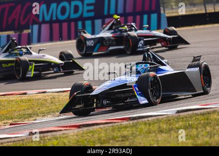 07 GUNTHER Maximilian (Gger), Maserati MSG Racing, Spark-Venturi, Action 51 MULLER Nico (WI), Team ABT - CUPRA, Spark-Mahindra, Mahindra M9-Electro, Action 03 SETTE Camara (BRA), NIO 333 Formula E Team, Spark-NIO, NIO 333 ER9, Action during the 2023 Southwire, Portland Prithland 9. Tagung der ABB FIA Formel E-Weltmeisterschaft 2022-23 auf dem Portland International Raceway vom 22. Bis 24. Juni 2023 in Portland, Vereinigte Staaten von Amerika Stockfoto
