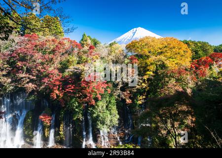 Die Shiraito Falls in Herbstfarbe mit Mt. Stockfoto