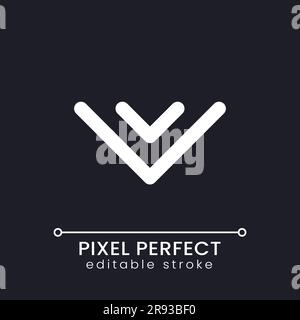Scrollen Sie zum unteren Pixel perfekte weiße lineare ui-Symbol für dunkles Thema Stock Vektor