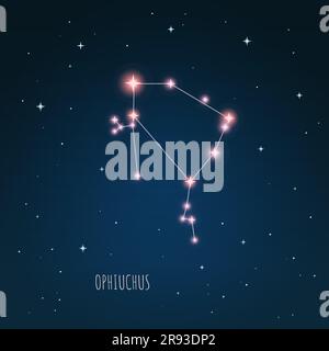 Sternbild-Ophiuchus-Schema im Sternenhimmel-Raum Stock Vektor