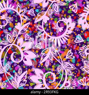 Blumen und Zweige mit farbigen Blüten. Vektordarstellung Stock Vektor