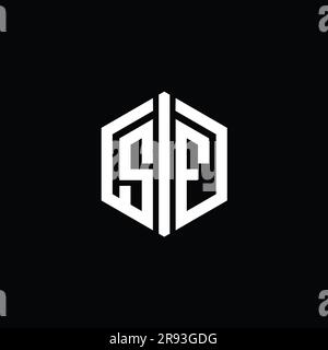 SF Letter Logo Monogramm sechseckig mit Connect Umriss-Designvorlage Stockfoto