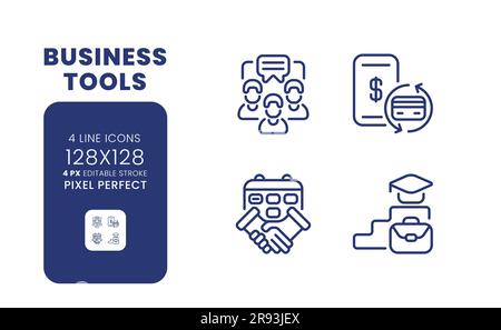 Business-Tools Lineare Desktop-Symbole Stock Vektor