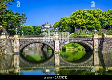 Nijubashi Bridge and Fushimi Tower Stock Photo