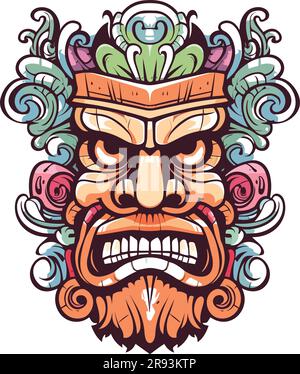 tiki-Festival, Tiki-man-Vektordarstellung, Tiki-man-Kunst für T-Shirt-Design, Aufkleber und Wandbilder Stock Vektor
