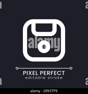 Speichern Pixel perfekte weiße lineare ui-Symbol für dunkles Thema Stock Vektor
