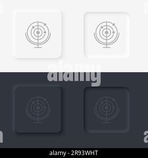 Radar, Neomorphismus, Vektorsymbol mit Knopf Stock Vektor