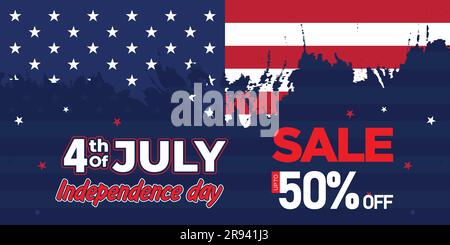 Herzlichen Glückwunsch zum 4. Juli. 4. Juli Unabhängigkeitstag USA. Webbanner zum Verkauf des Unabhängigkeitstag. Vorlage für die Werbung in sozialen Medien am Unabhängigkeitstag der USA Stock Vektor