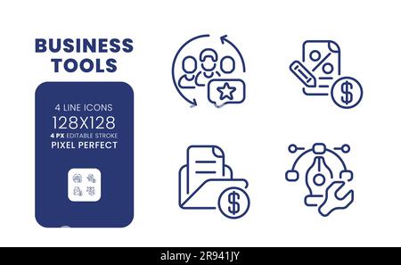 Business-Tools Lineare Desktop-Symbole Stock Vektor