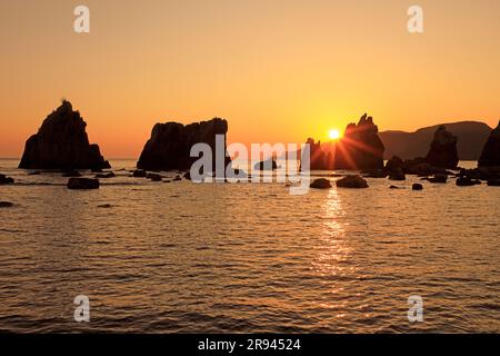 Sonnenaufgang in Hashigakeiwa Stockfoto