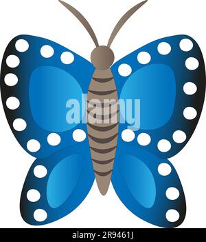 Schmetterling auf weißem Hintergrund, Kinderzeichnung. Stock Vektor