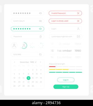 UI Elements Kit registrieren Stock Vektor