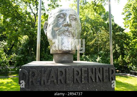 Denkmal für Karl Renner in Österreich. 29. Mai 2023, Wien, Österreich. Stockfoto