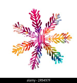 Aquarelle farbenfrohe Schneeflocke. Vektordarstellung Stock Vektor
