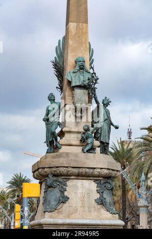 Barcelona, Spanien - 10. FEBRUAR 2022: Monument von Rius und Taulet im Parc Ciutadella, gewidmet Francesc de Paula Rius i Taulet, der der war Stockfoto