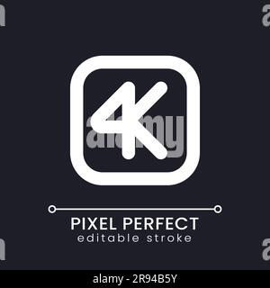 4K Pixel Auflösung Perfect White lineares ui-Symbol für dunkles Design Stock Vektor