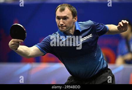 Krakau, Polen. 24. Juni 2023. Tischtennis. Europäische Spiele 2023. Hutnik Arena. Krakau. Jaroslav Zhmudenko (UKR) während der Tischtennisveranstaltung bei den Europaspielen 2023 in Krakau, Polen. Kredit: Sport In Pictures/Alamy Live News Stockfoto