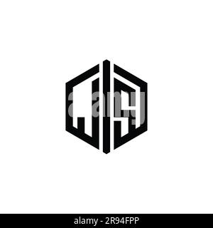 JS Letter Logo Monogramm sechseckig mit Connect Design-Vorlage im Umrissstil Stockfoto