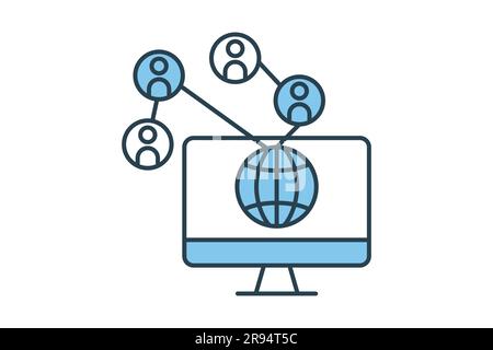 Social-Media-Vlog-Symbol. Symbol für Netzwerkmarkt, digitales Marketing. Flaches Design im Icon-Stil. Einfache Vektorkonstruktion editierbar Stock Vektor