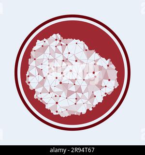 La Gomera Ikone. Trendiges Tech-Logo der Insel. Rundes Design mit geometrischem Mesh. Technologie, Internet, Netzwerk, Telekommunikationskonzept. Vektor-Illustration Stock Vektor