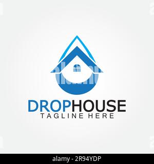 Haus Haus und Wassertropfen Symbol für Sanitär Home Service Logo-Design Stock Vektor