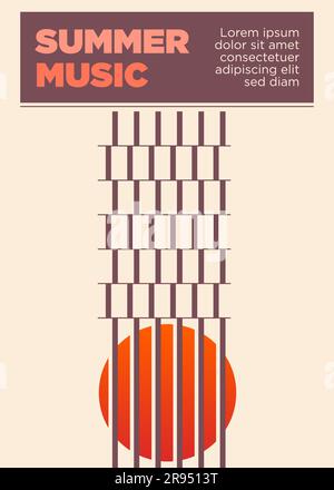 Gitarre und Sonne. Sommermusikfestival Event Poster Vorlage Vektordarstellung Stock Vektor