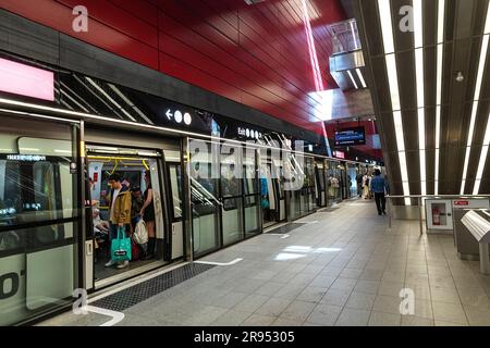 KOPENHAGEN: Metro oder U-Bahn im Inneren von Kopenhagen, gesehen am 4. Juni 2023 in Kopenhagen, Dänemark. Stockfoto