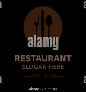 Restaurant-Logo mit Löffel und Gabel, modernes Farbkonzept. Stock Vektor