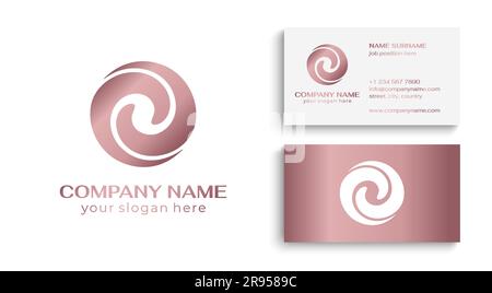 Logo Spiral Abstract 2 Double Partnership Icon. Lockige, elegante Wellen. Vorlage für ein einzigartiges Luxusdesign, Logo, Unternehmensprodukte, Yoga-Stollen Stock Vektor