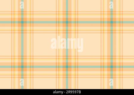 Textiltextur Karomuster mit nahtlosem Muster und Textilvektorhintergrund in hellen und orangefarbenen Farben. Stock Vektor