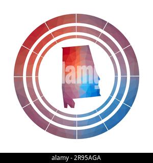 Alabama-Abzeichen. Helles Farbverlauf-Logo des US-Bundesstaates in flachem Poly-Stil. Stock Vektor