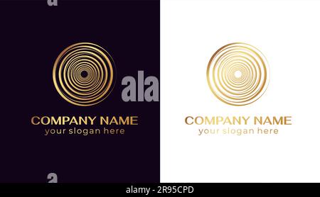 Kreis- und Ringlogo. Abstraktes, universelles Logo für Unternehmen. Schwingende, elegante Wellen. Vorlage für ein einzigartiges Luxusdesign, Logo Stock Vektor