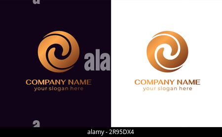 Logo Spiral Abstract 2 Double Partnership Icon. Lockige, elegante Wellen. Vorlage für ein einzigartiges Luxusdesign, Logo, Unternehmensprodukte, Yoga-Stollen Stock Vektor