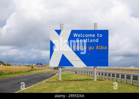 england schottland Grenze nahe berwick auf Tweed in northumberland Stockfoto