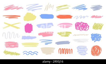Handgezeichnete Scribble Doodle-Elemente, Pinselstriche Stock Vektor