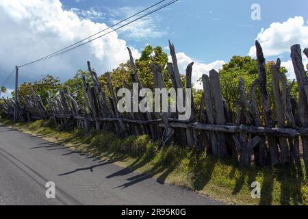 Ouvea, Neukaledonien - 22. Oktober 2019: Blick auf den typischen Zaun der Insel Ouvea Stockfoto