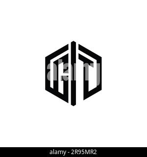 GT Letter Logo Monogramm sechseckig mit Connect Design-Vorlage Stockfoto