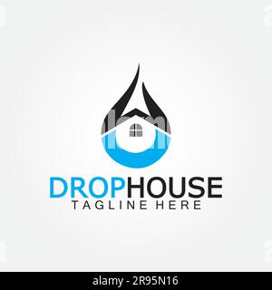 Haus Haus und Wassertropfen Symbol für Sanitär Home Service Logo-Design Stock Vektor