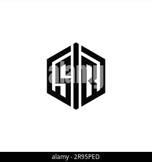 SB Letter Logo Monogramm sechseckig mit Connect Umriss-Designvorlage Stockfoto