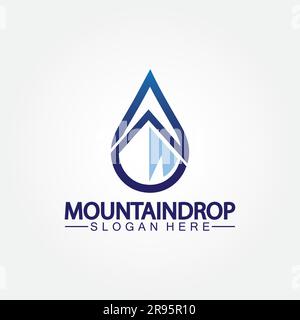 Wassertropfen mit Vektordarstellung des Mountain Logos für Wasserwirtschaft Stock Vektor