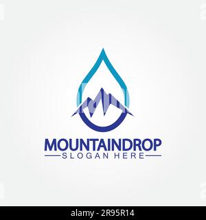 Wassertropfen mit Vektordarstellung des Mountain Logos für Wasserwirtschaft Stock Vektor