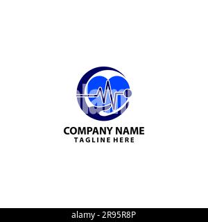 Love or Heart Pulse Hospital, Medical oder Cross Plus Symbol Logo Design Template Stock Vektor