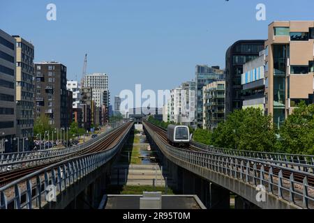 Kopenhagen, Stadtentwicklungsgebiet Ørestad, Metro // Kopenhagen, Stadtentwicklungsgebiet Ørestad, Metro Stockfoto