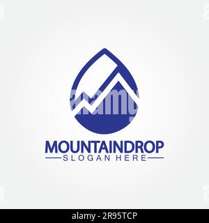 Wassertropfen mit Vektordarstellung des Mountain Logos für Wasserwirtschaft Stock Vektor