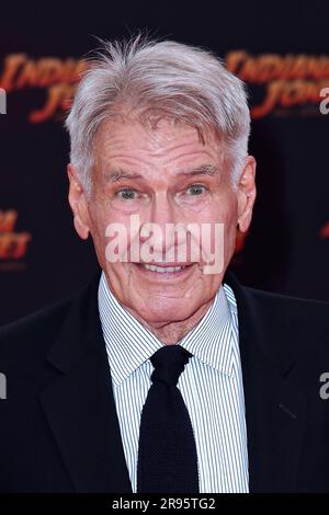 Berlin, Deutschland, 22,6.23, Harrison Ford nimmt an der Deutschlandpremiere Indiana Jones und das Rad des Schicksals (Indiana Jones und der Ziellinie), Z Teil Stockfoto