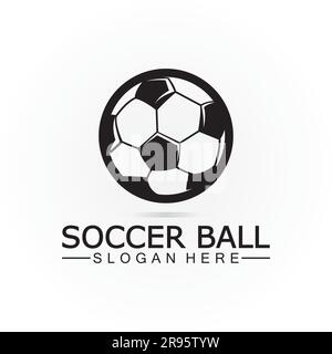 Fußballball-Logo-Symbol und Symbol-Vektorvorlage. Fußball-Logo-Design Stock Vektor